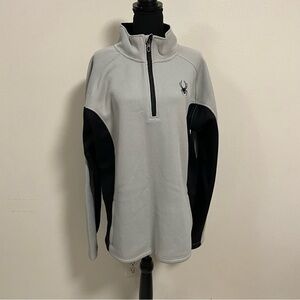 Spyder Sweater Men’s Size XL Gray Black Quarter Zip Pullover Sweater